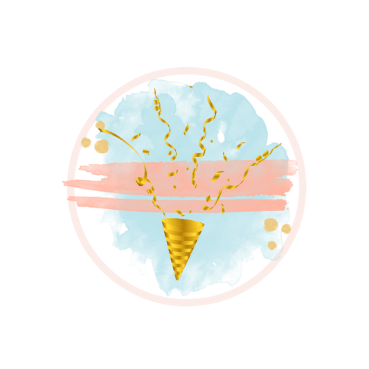 Colorful party illustration with a confetti cone and decorative elements, symbolizing celebration and events.