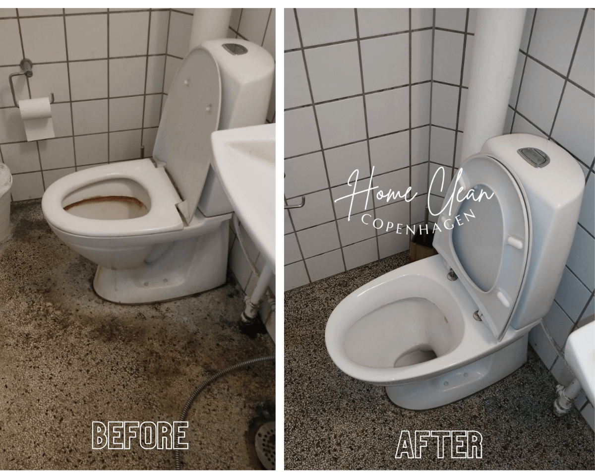 Bathroom shining after a detailed move-in/move-out cleaning service. Tiles, sink, and mirror have been sanitized and polished to perfection by Home Clean CPH.